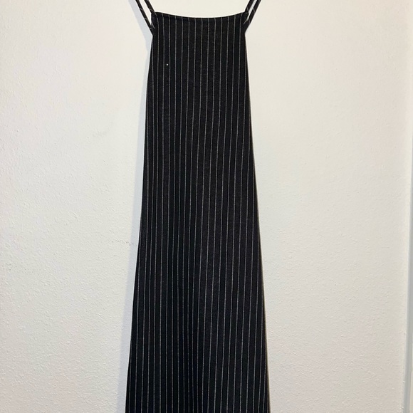 Black Striped Mini Dress size SMALL. Very Soft, Open Back and Adjustable - Picture 2 of 3
